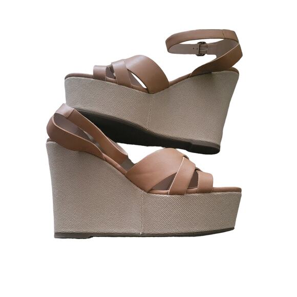 Steve Madden Tan Orlena High Platform Wedge Shoes 10 M Work Business - Picture 2 of 8